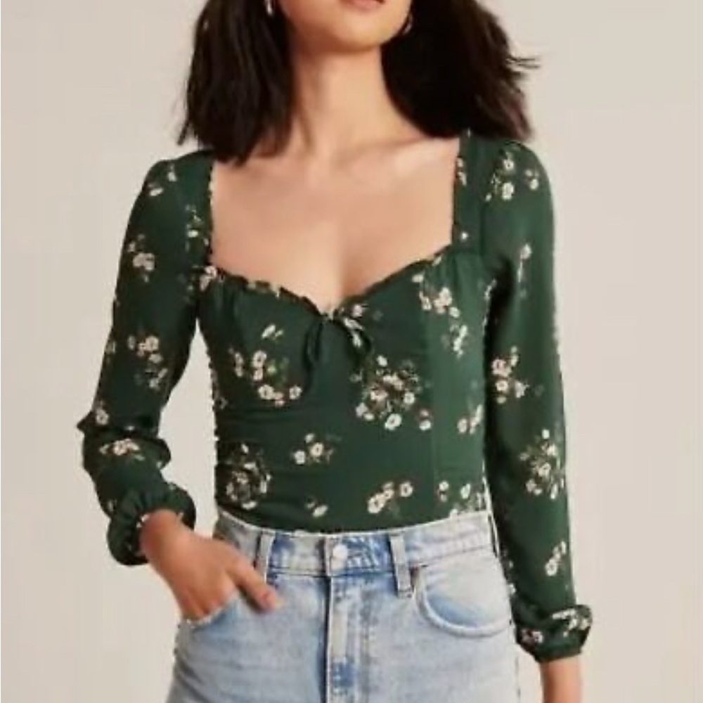XS Floral Green Women's Top